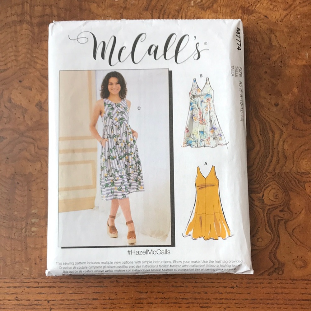 McCall's M7774 Dress Sewing Pattern - Size A5 (6-8-10-12-14) Complete